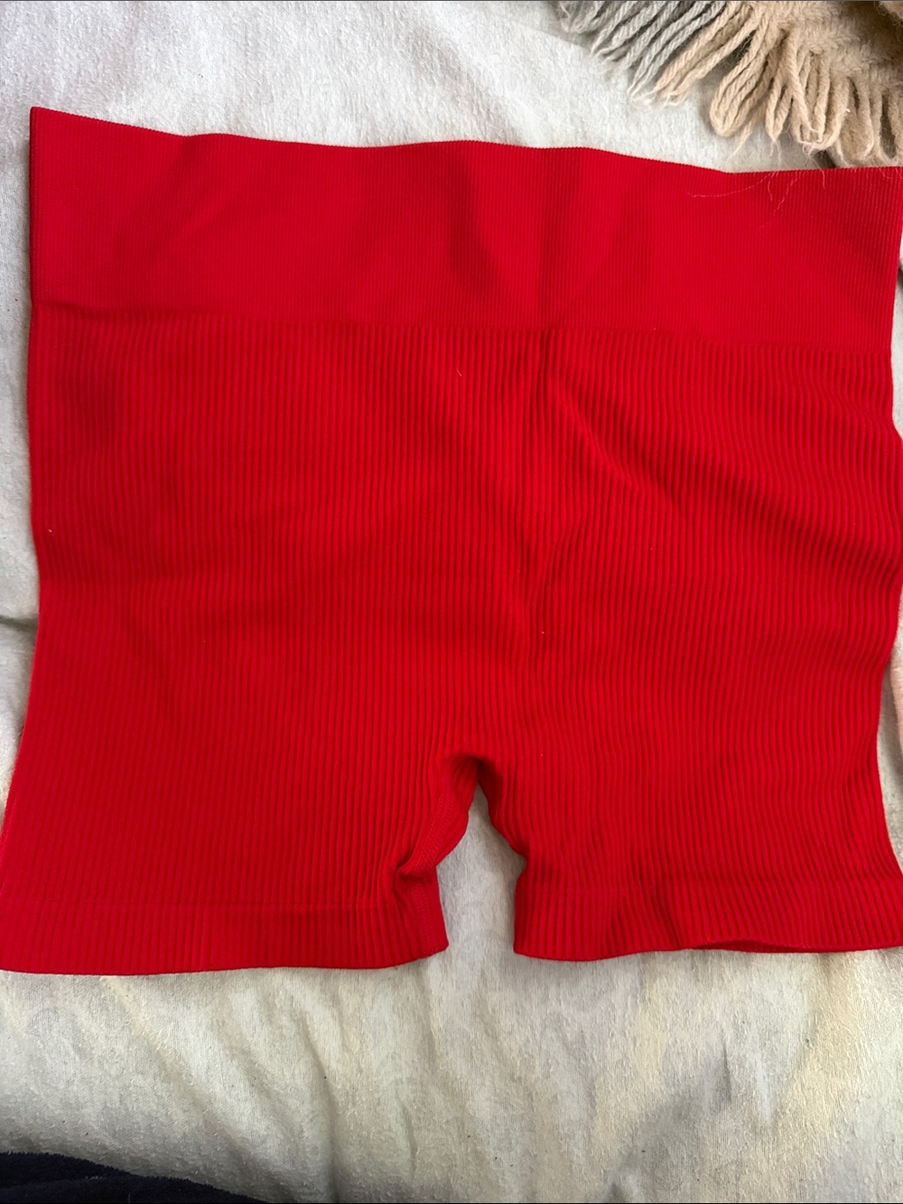 Red Ribbed Girls' Bike Shorts - Kids Bottoms